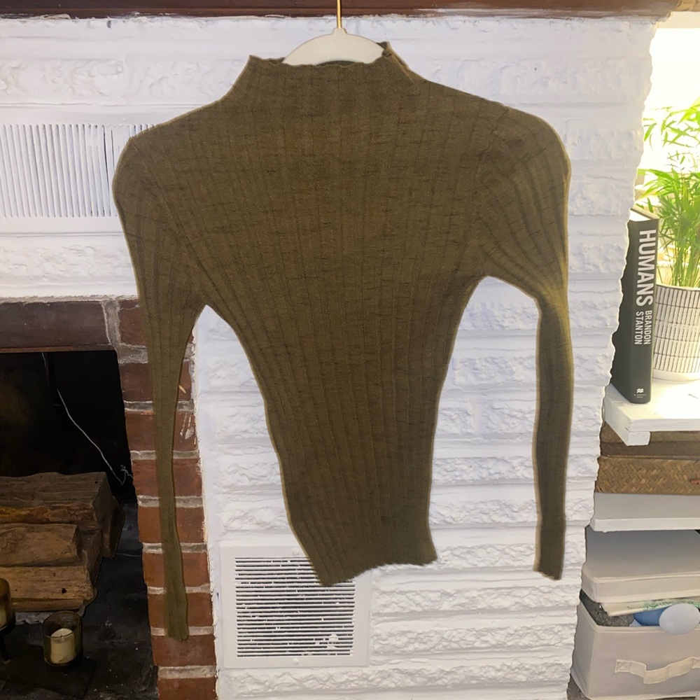 Topshop Green Mock Neck Sweater Size S